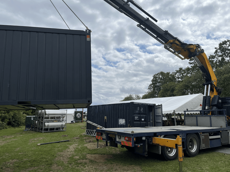 Frigear container og kontorområde